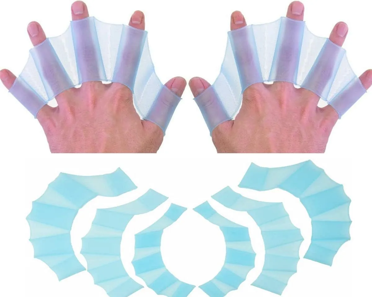 2 Pair Silicone Swimming Gloves Finger Frog Type Webbed Aquatic Training Water Resistance Fitness Paddle Aerobics for Men Women Kids
