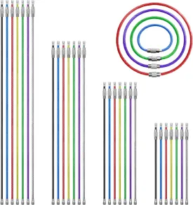 28 pcs Metal Wire Keychains, 2mm Stainless Steel Connecter Key Rings Loops, 4" 6" 7.8" 10" Cable Keyrings Key Chain for Hiking Luggage ID Tags,Key Tags, Kitchen Utensils-7 Colors