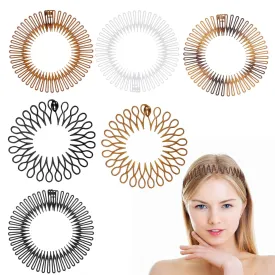 6PCS Full Circular Stretch Comb Headbands, Flexible Plastic Circle Comb, Elastic Zig Zag Circle Tooth Headband Hairband Holder for Women Girls Sports Hair Accessories