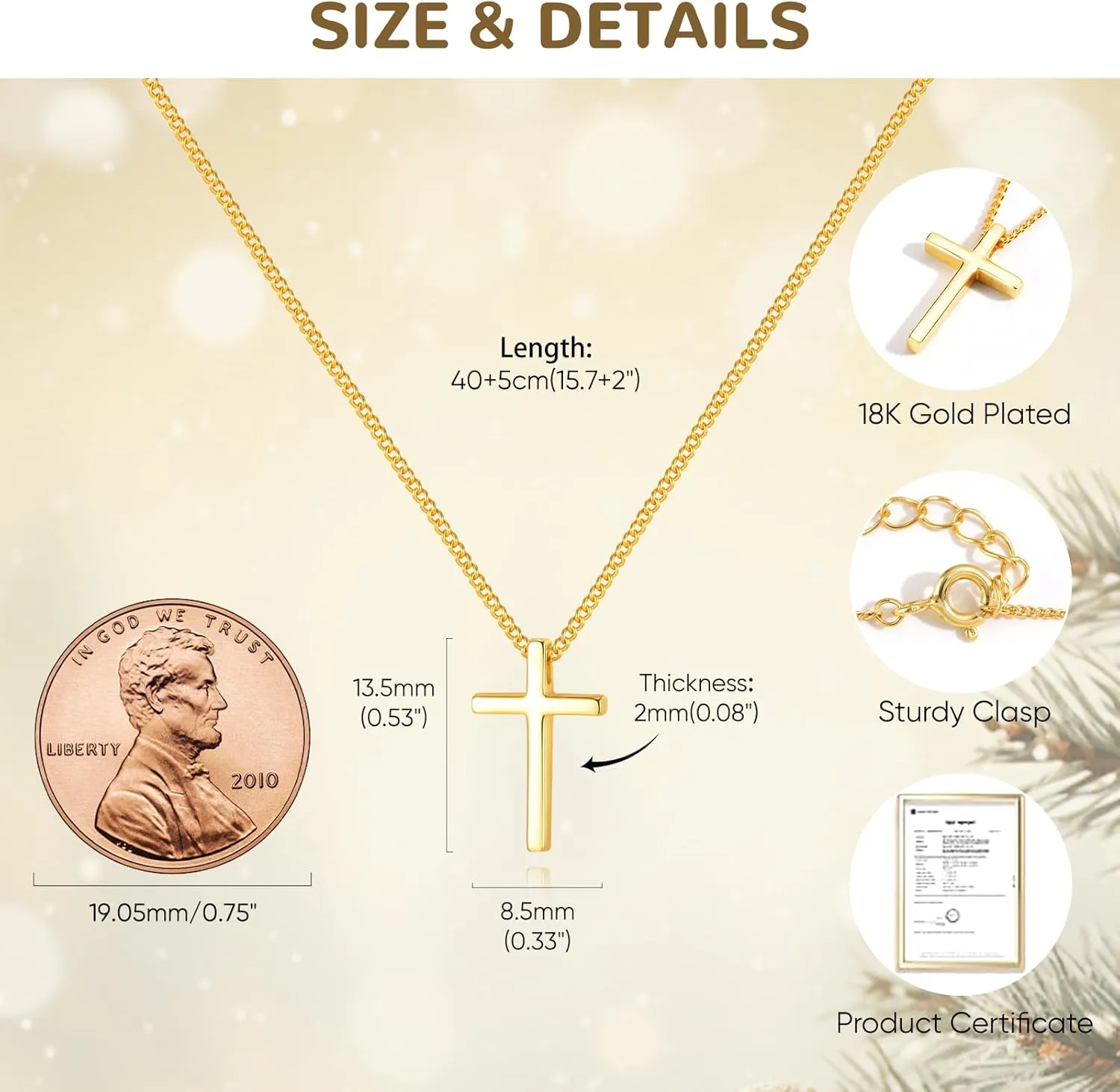 925 Sterling Silver Cross Necklace for Boys - Faith Cross Chain Necklaces for Kids Small Dainty Pendant Jewelry Gifts for Teenage, First Communion Baptism Birthday Easter