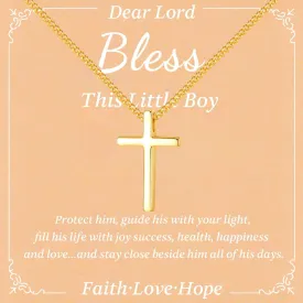 925 Sterling Silver Cross Necklace for Boys - Faith Cross Chain Necklaces for Kids Small Dainty Pendant Jewelry Gifts for Teenage, First Communion Baptism Birthday Easter