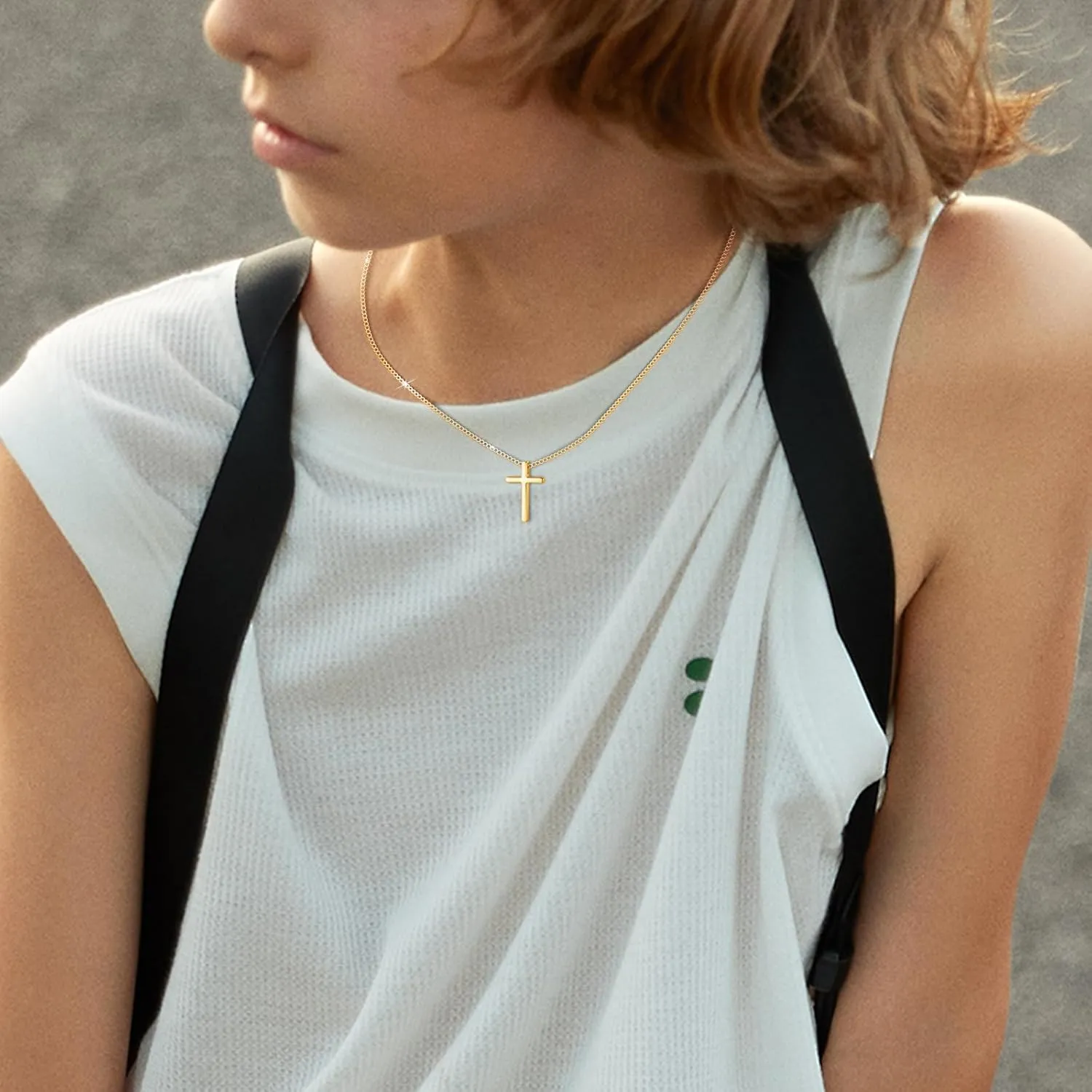 925 Sterling Silver Cross Necklace for Boys - Faith Cross Chain Necklaces for Kids Small Dainty Pendant Jewelry Gifts for Teenage, First Communion Baptism Birthday Easter