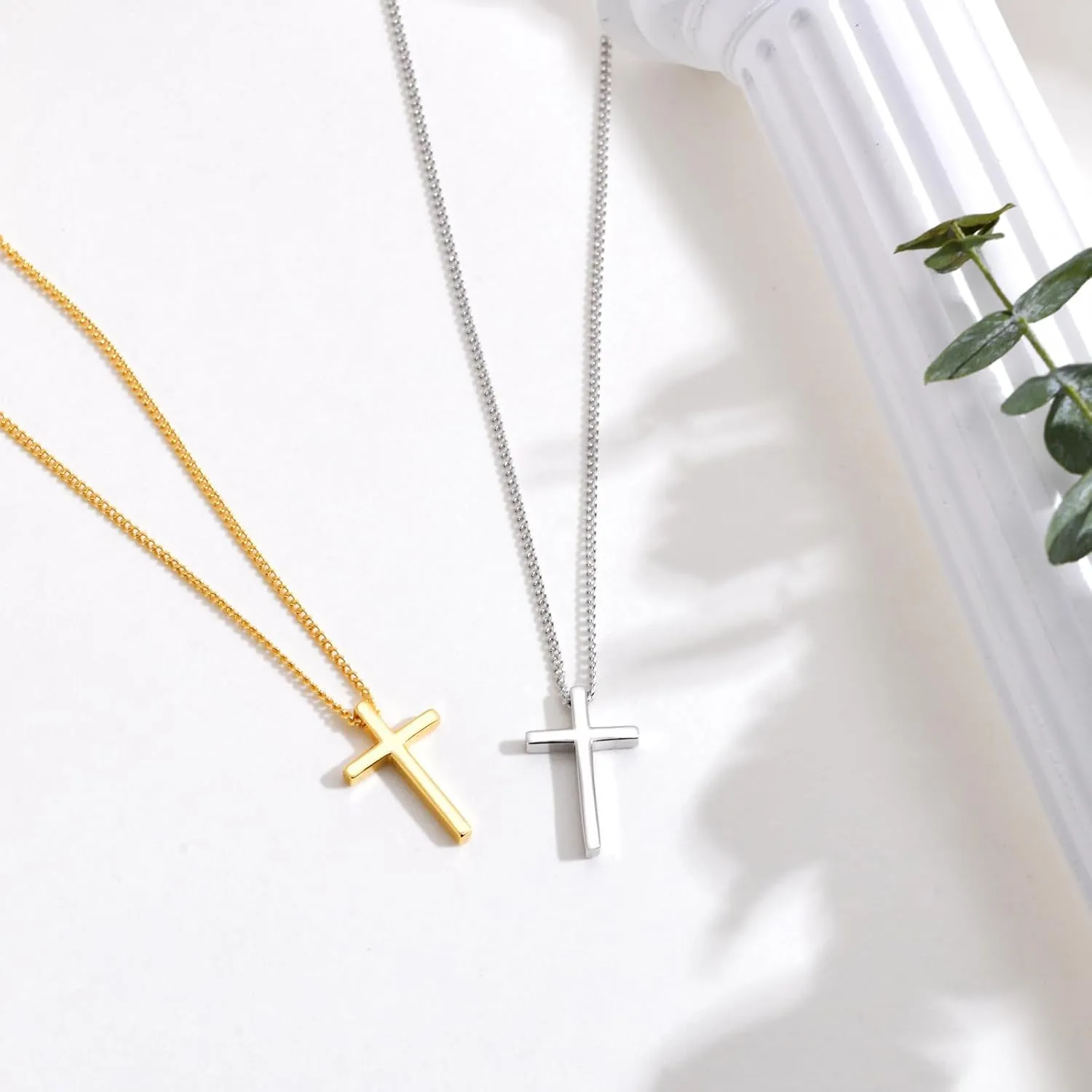 925 Sterling Silver Cross Necklace for Boys - Faith Cross Chain Necklaces for Kids Small Dainty Pendant Jewelry Gifts for Teenage, First Communion Baptism Birthday Easter