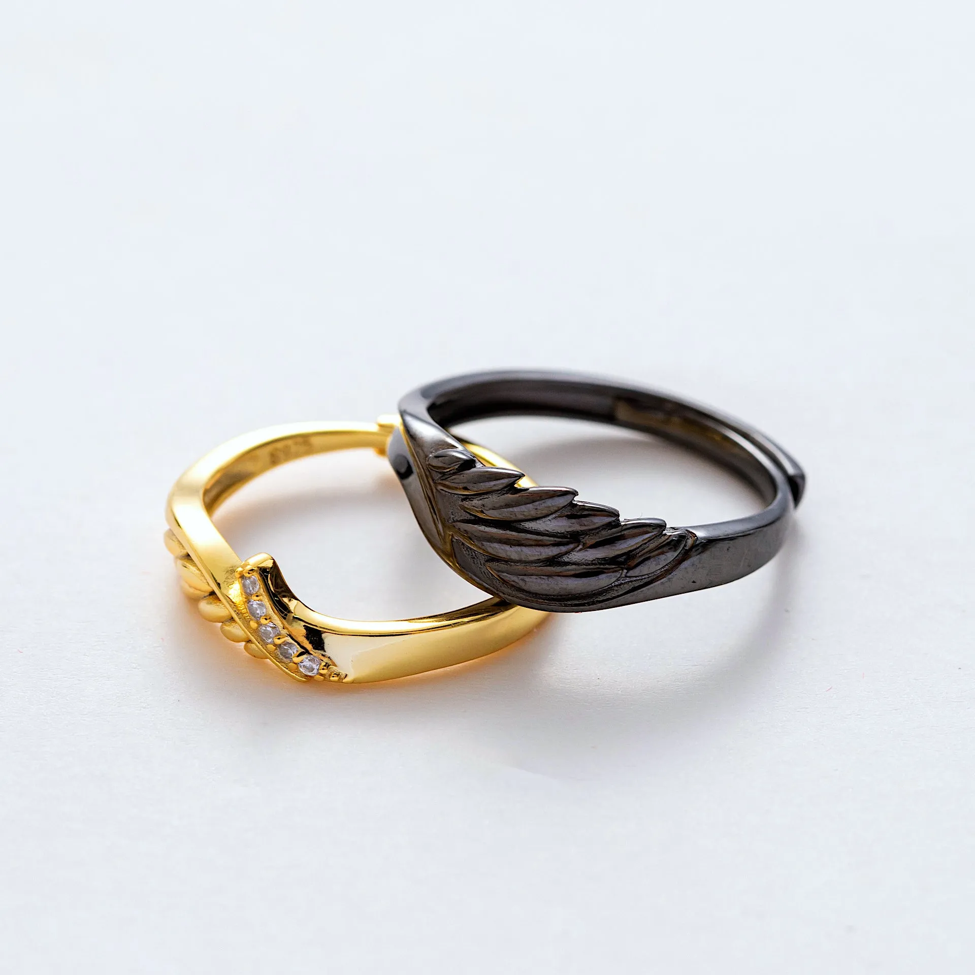 Angel Demon Wings 925 Silver Couple Rings