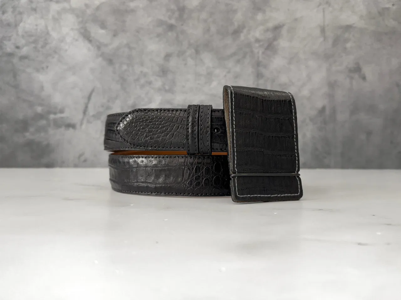 Argentine Caiman Belt: Black