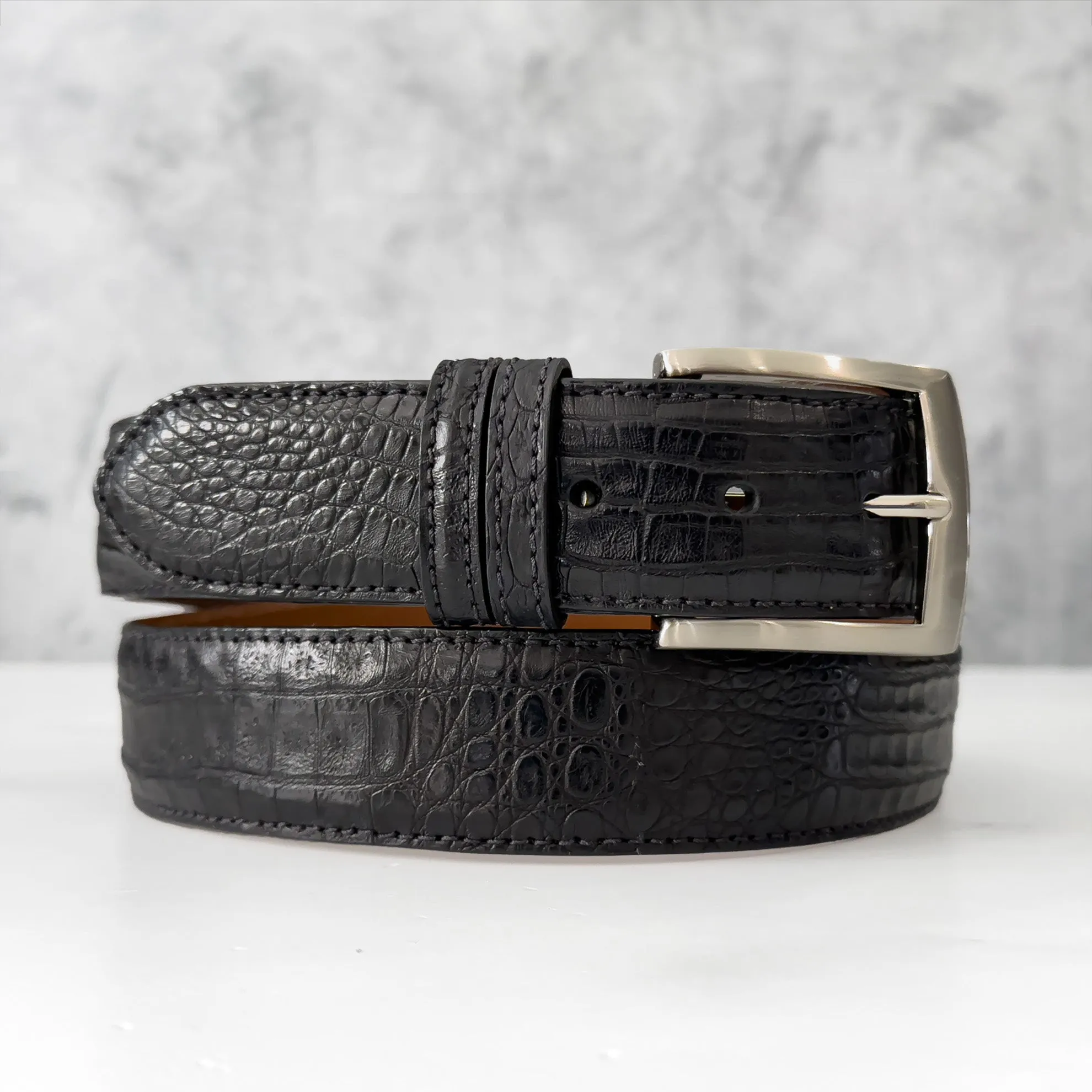 Argentine Caiman Belt: Black