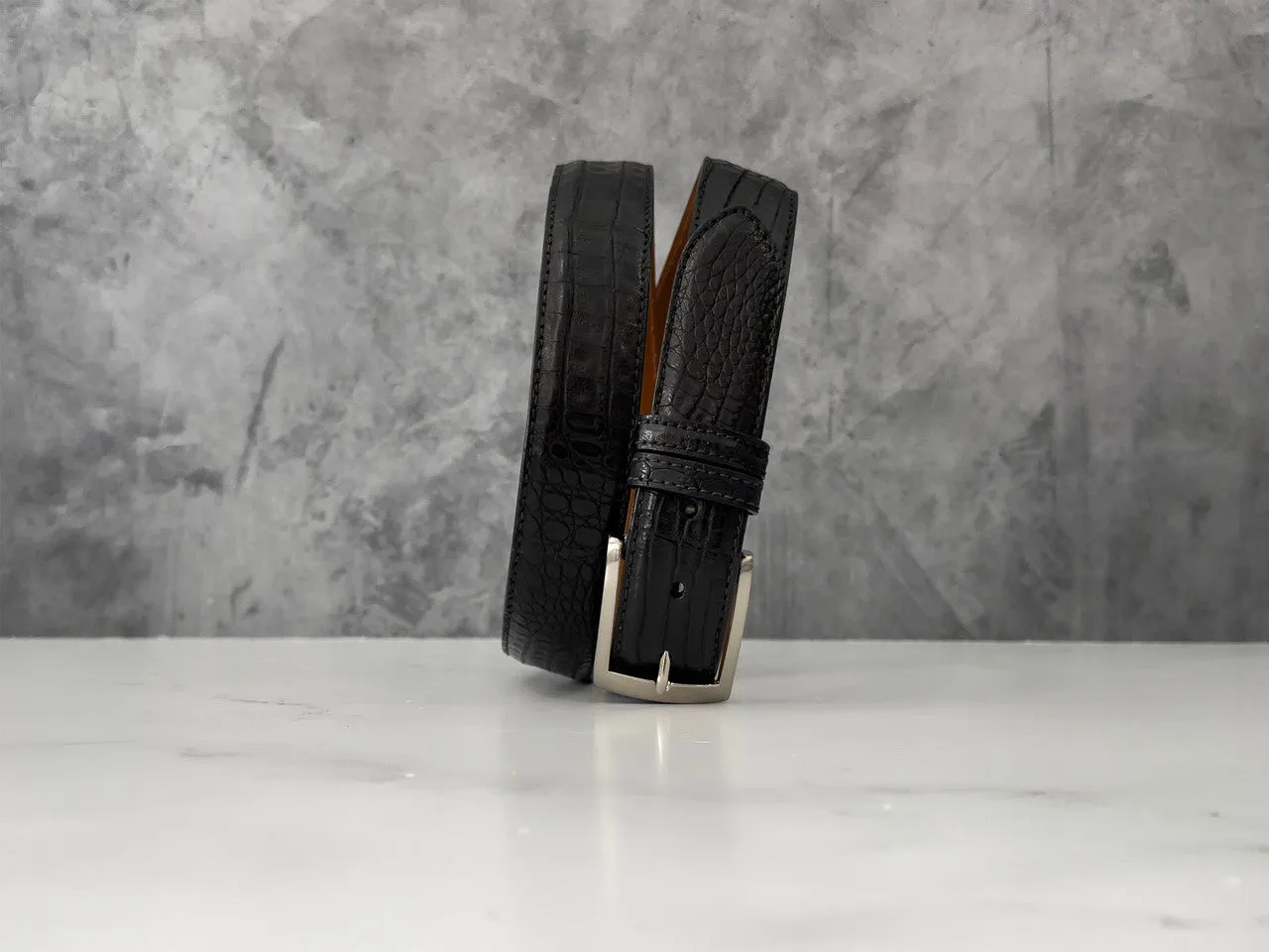 Argentine Caiman Belt: Black