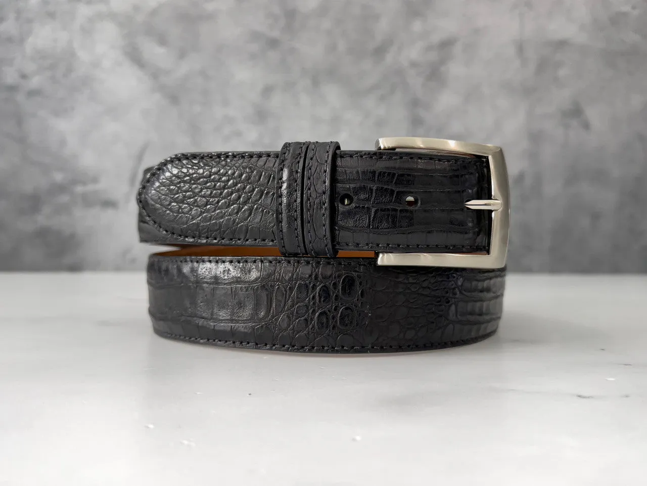 Argentine Caiman Belt: Black
