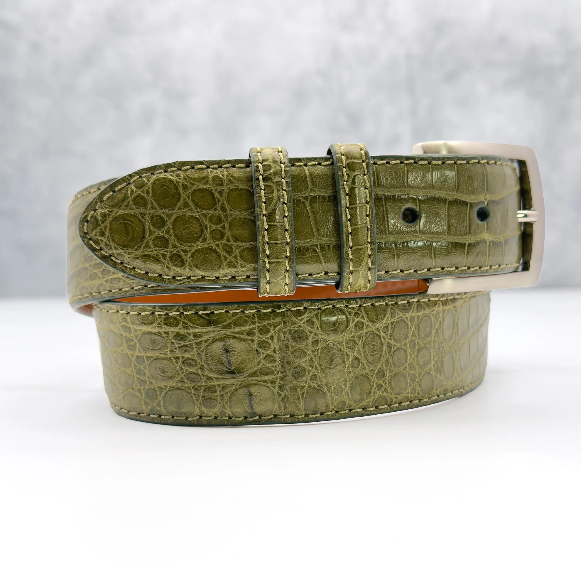 Argentine Caiman Belt: Olive