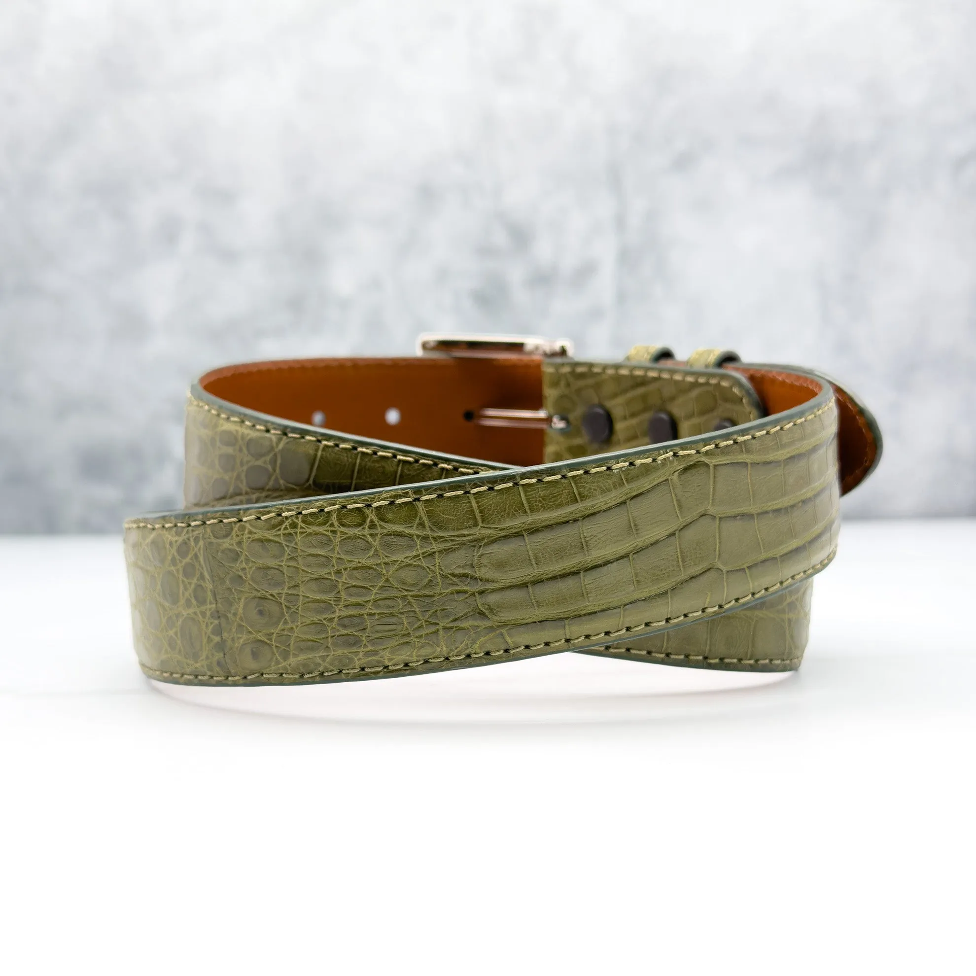 Argentine Caiman Belt: Olive