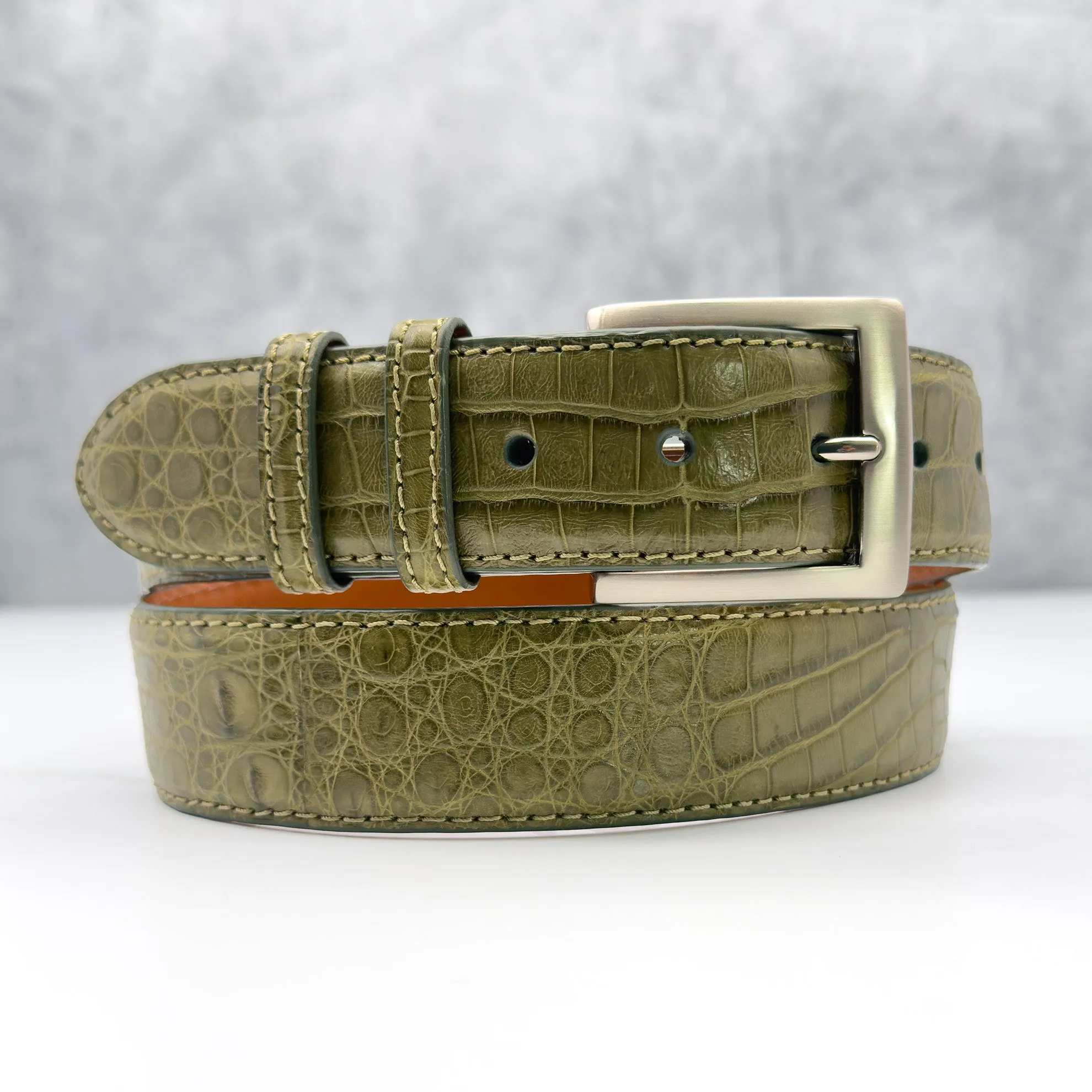 Argentine Caiman Belt: Olive