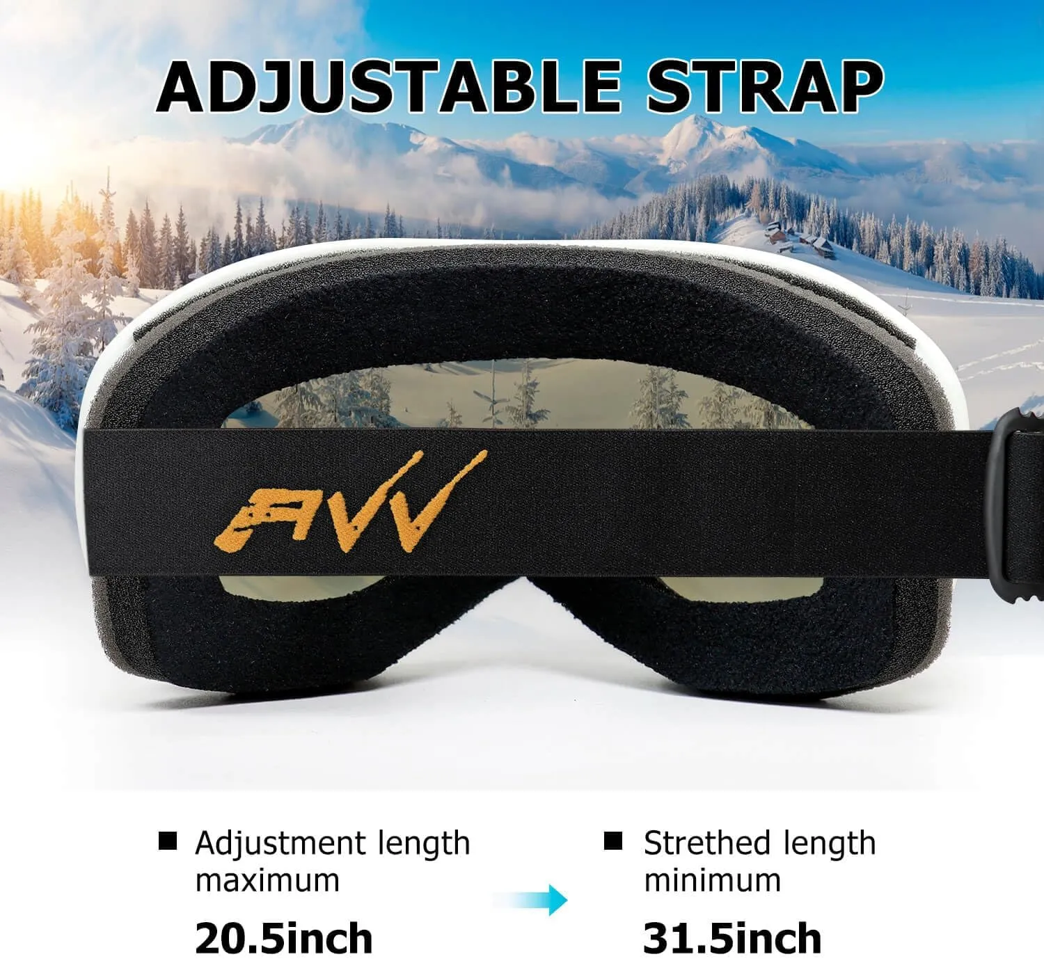 AVV OTG Ski Goggles for Men Women With Anti-Fog Dual Layer lens, UV400 Snow Goggle for Snowboarding Snowmobiling Skating