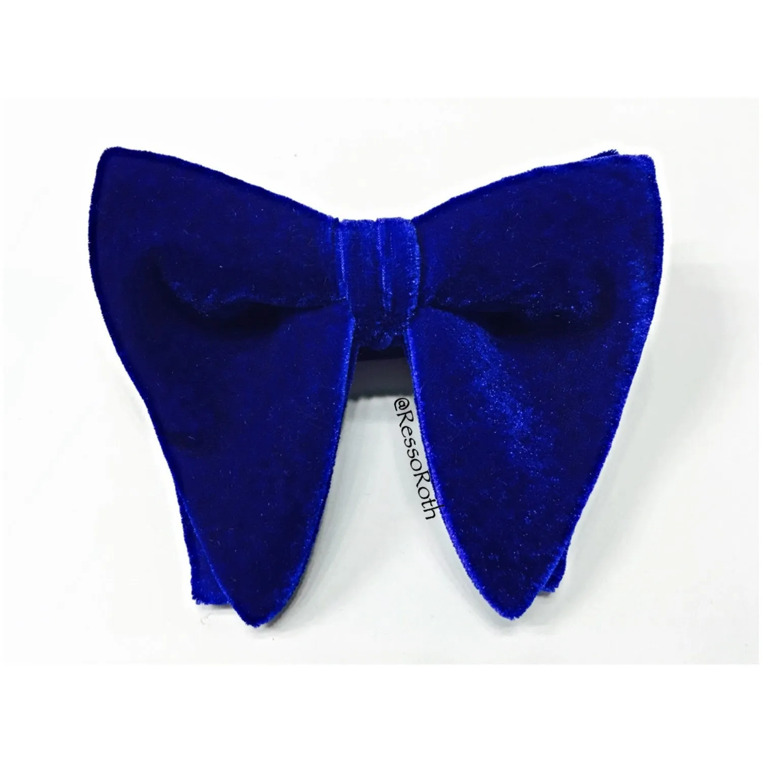 Big Blue Velvet Bow Tie - The Butterfly