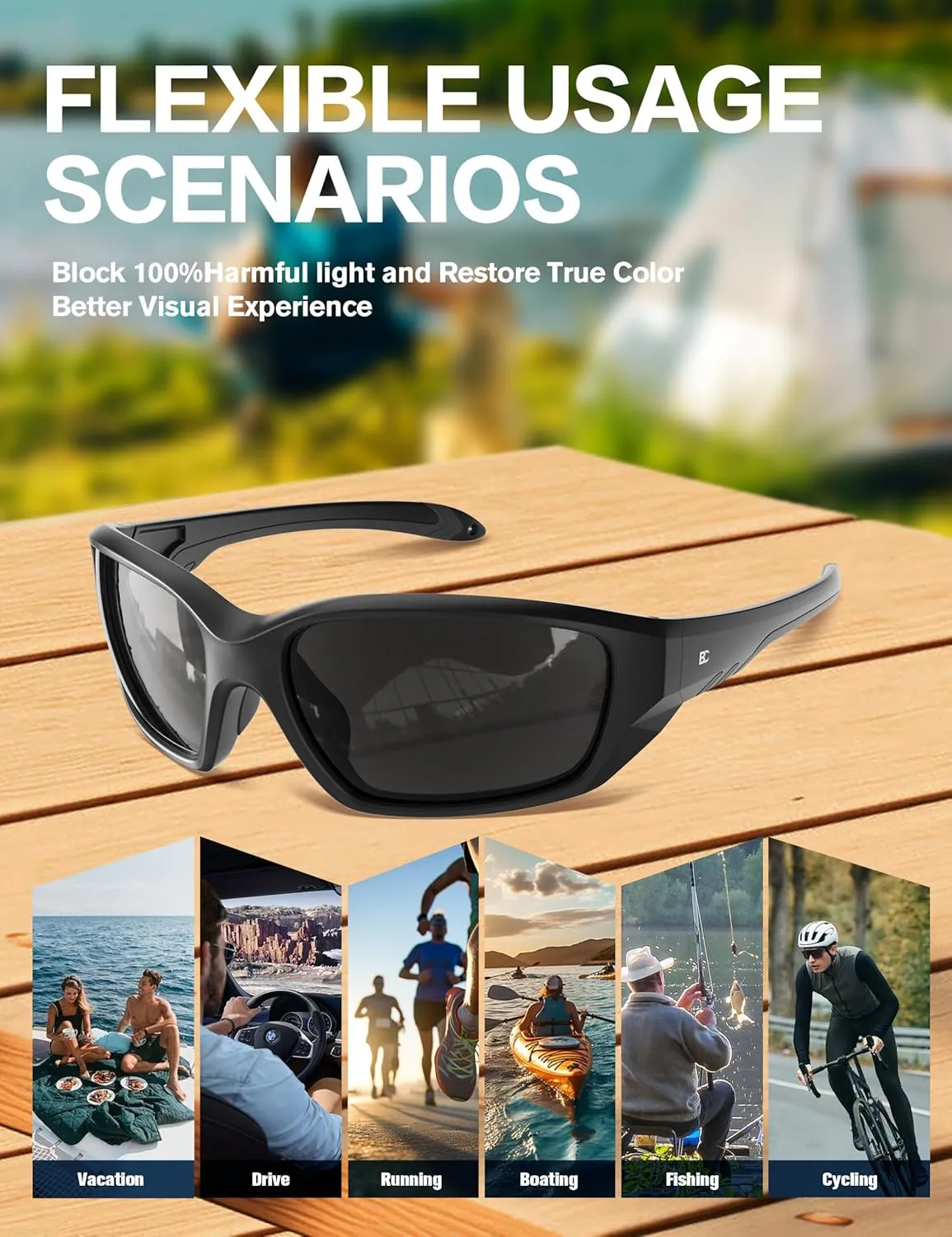 BIRCEN Sport Polarized Sunglasses for Men - Women:UV Protection Shades for Fishing Driving Cycling Running