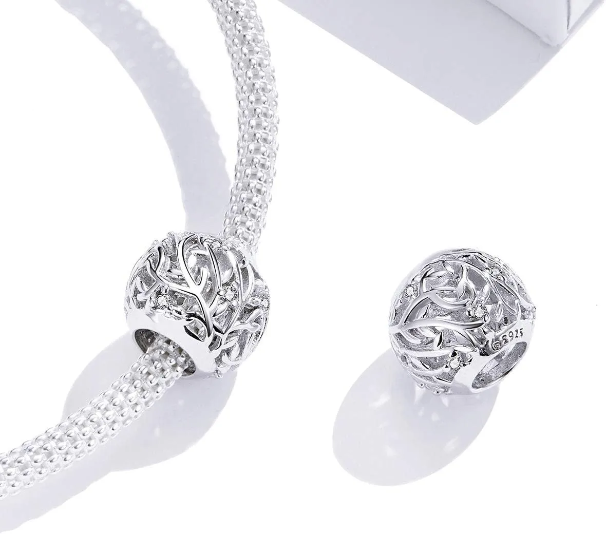 BISAER 925 Sterling Silver Charms for Bracelets Cat Coffee Cup Rose Flower Animal Beads Charm Jewelry Gifts for Women