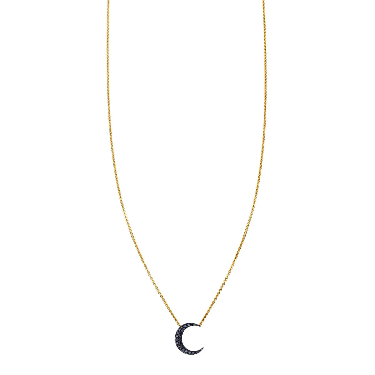Black Diamond Moon Pendant Necklace