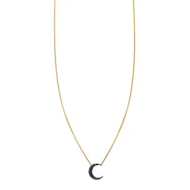 Black Diamond Moon Pendant Necklace