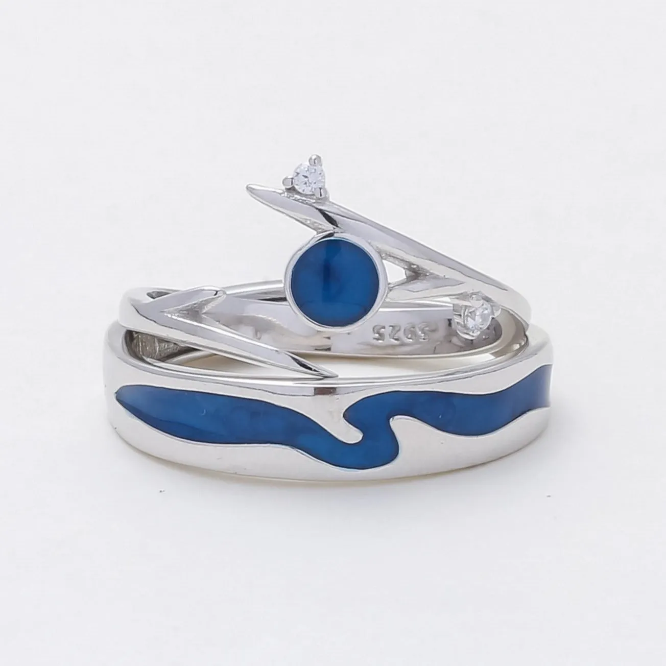 Blue Sky Silver Couple Rings