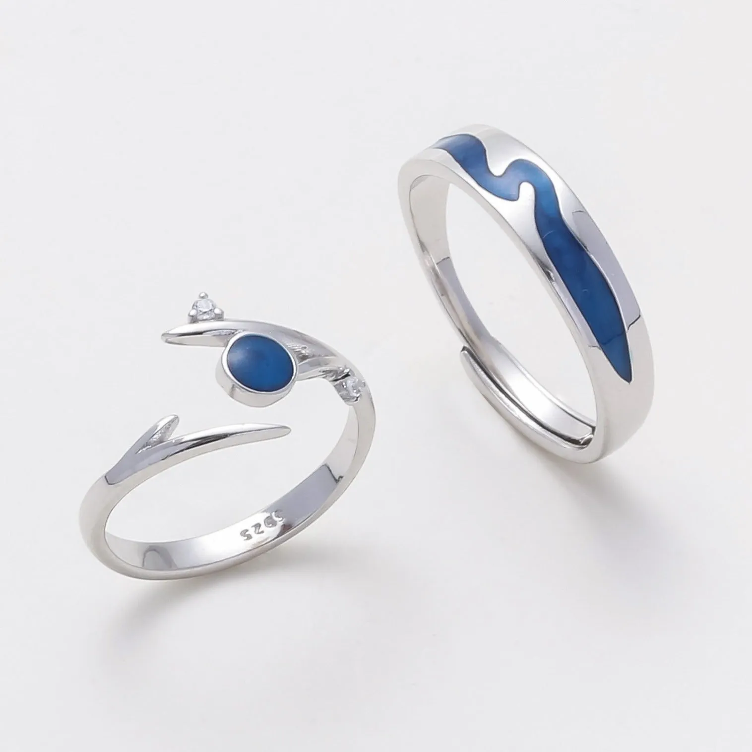 Blue Sky Silver Couple Rings