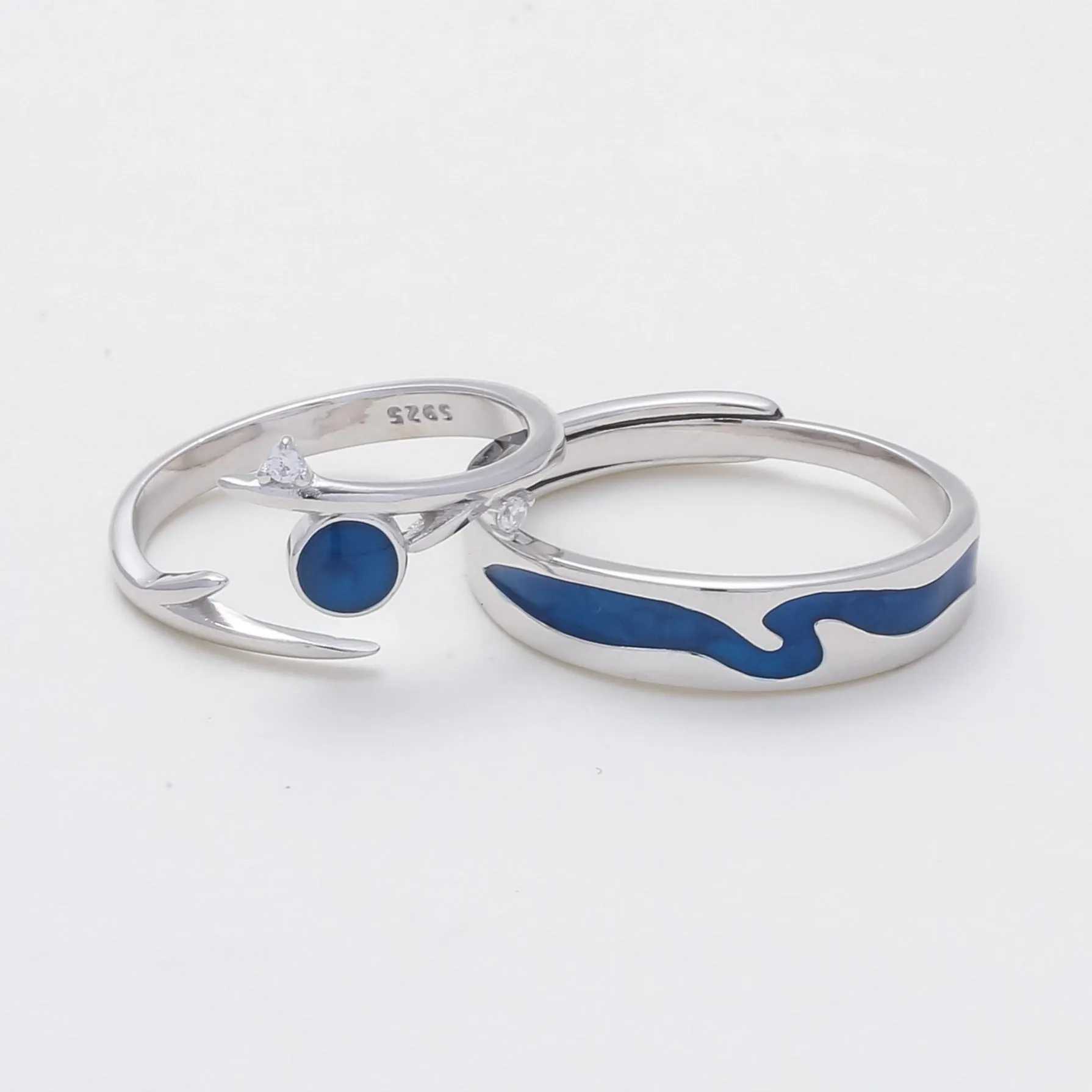 Blue Sky Silver Couple Rings