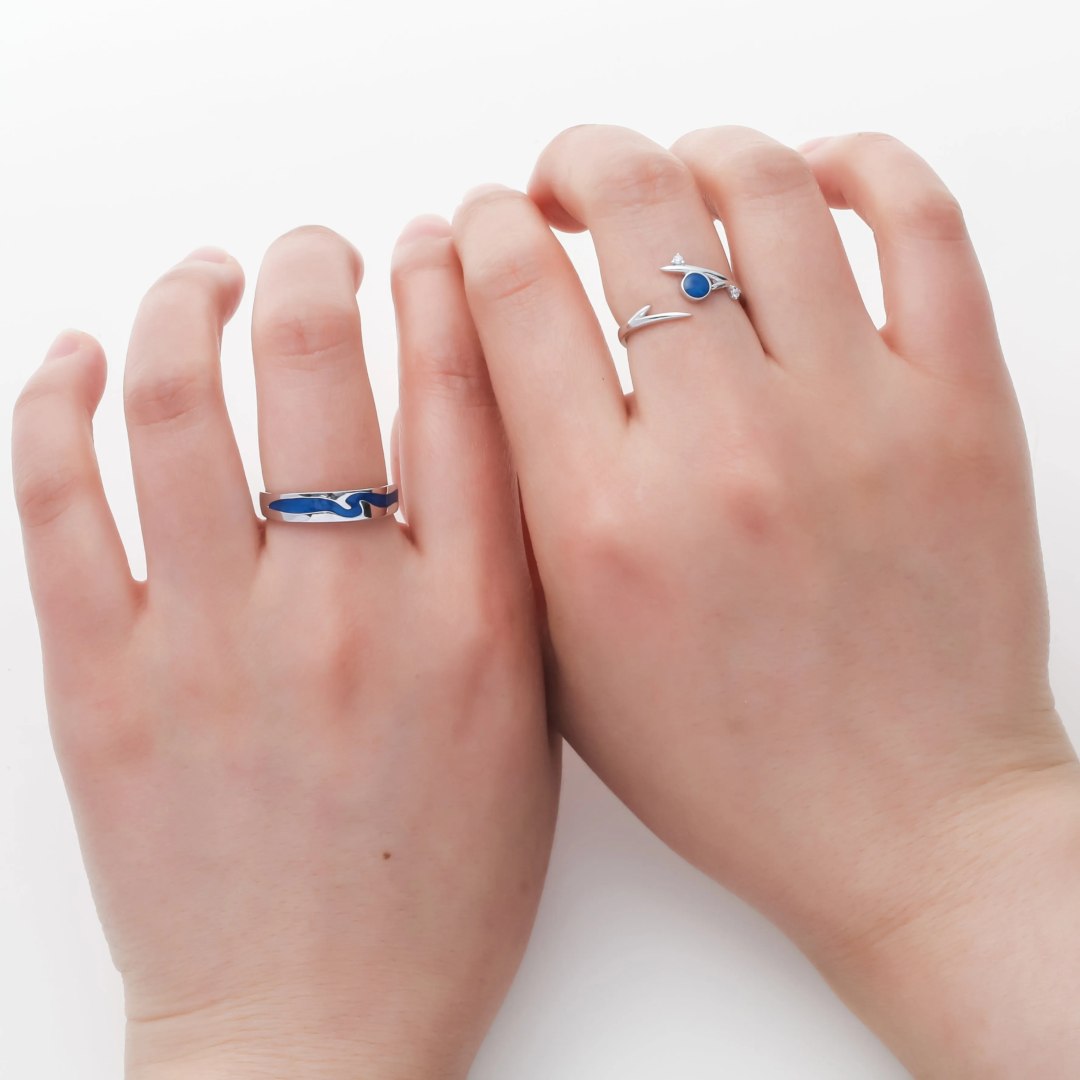 Blue Sky Silver Couple Rings
