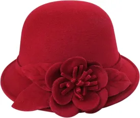 Bowler Fedora Hat with Rolled Brim Classic Wool Hats for Man Woman Halloween Prop Party Wedding Hat (H, One Size)