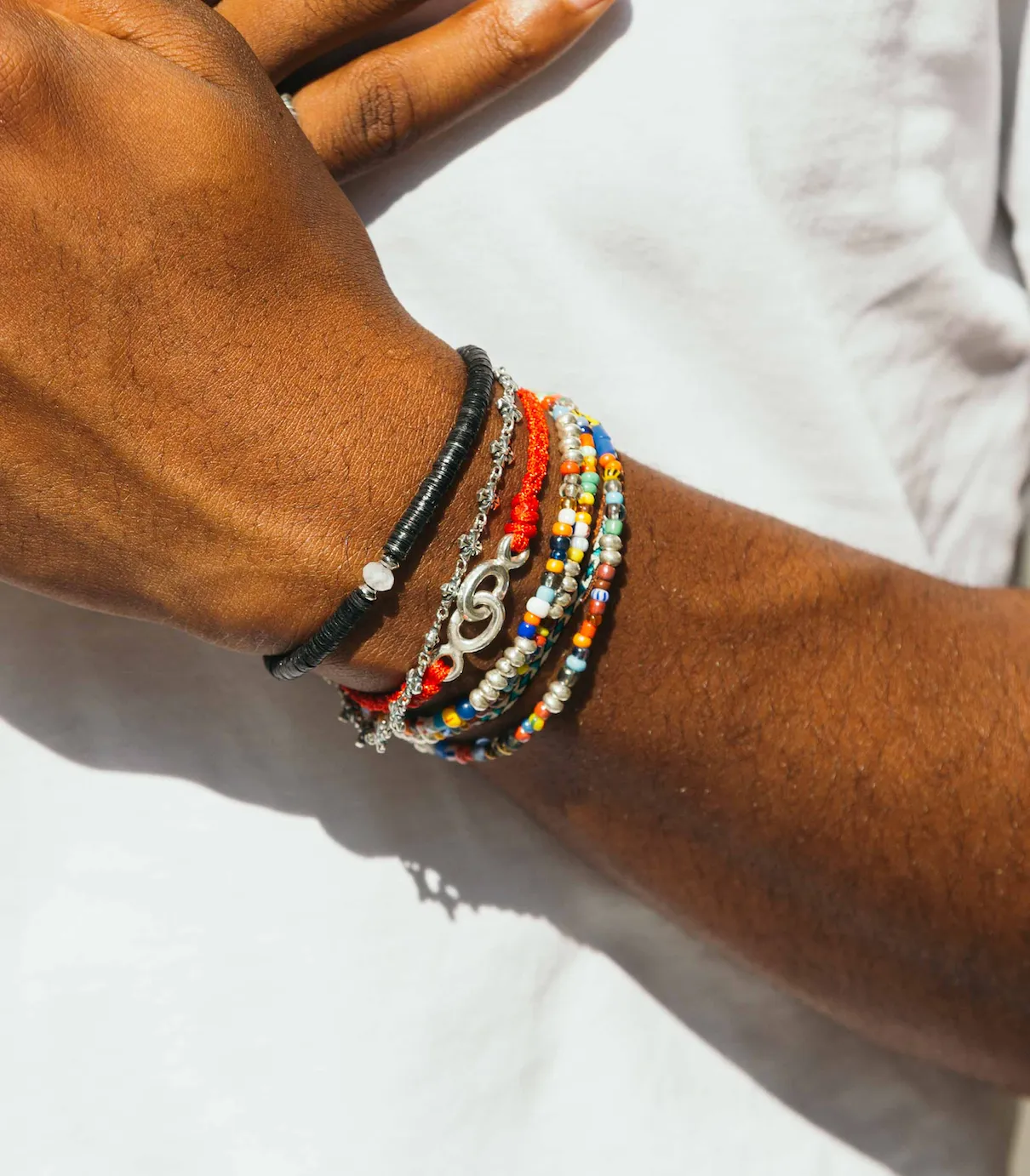 Braided Bracelet With Sterling Silver Links (Black)