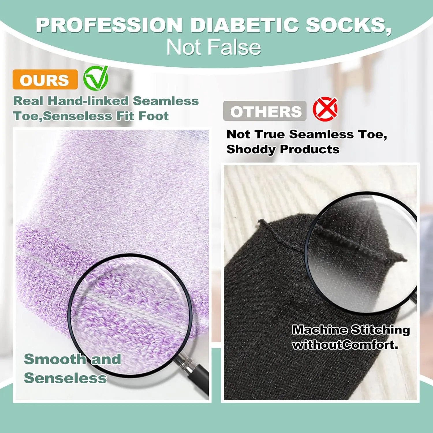 Bulinlulu Diabetic Socks for Women&Men-6 Pairs Bamboo Viscose Non Binding Diabetic Ankle Low Cut Sock Size 6-9 9-11
