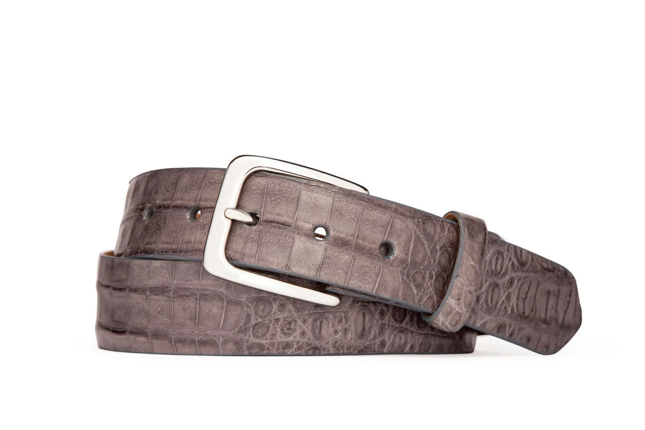 Caiman Crocodile Belt with Nickel Buckle