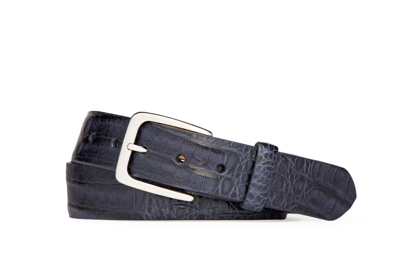 Caiman Crocodile Belt with Nickel Buckle