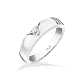 Couple Rings: Silver rhodium plated 4.2 mm 100 cuts CZ embedded band ring
