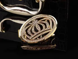 Crocodile Skin Leather Belt Crown