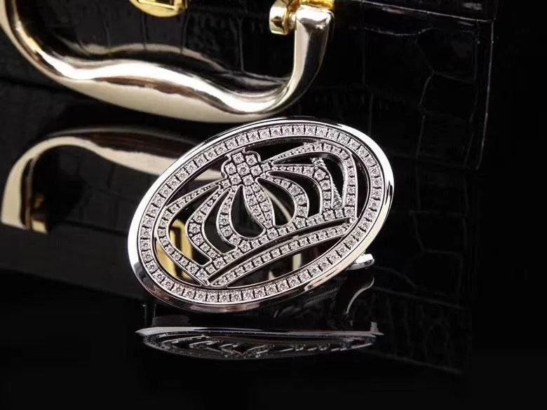 Crocodile Skin Leather Belt Crown
