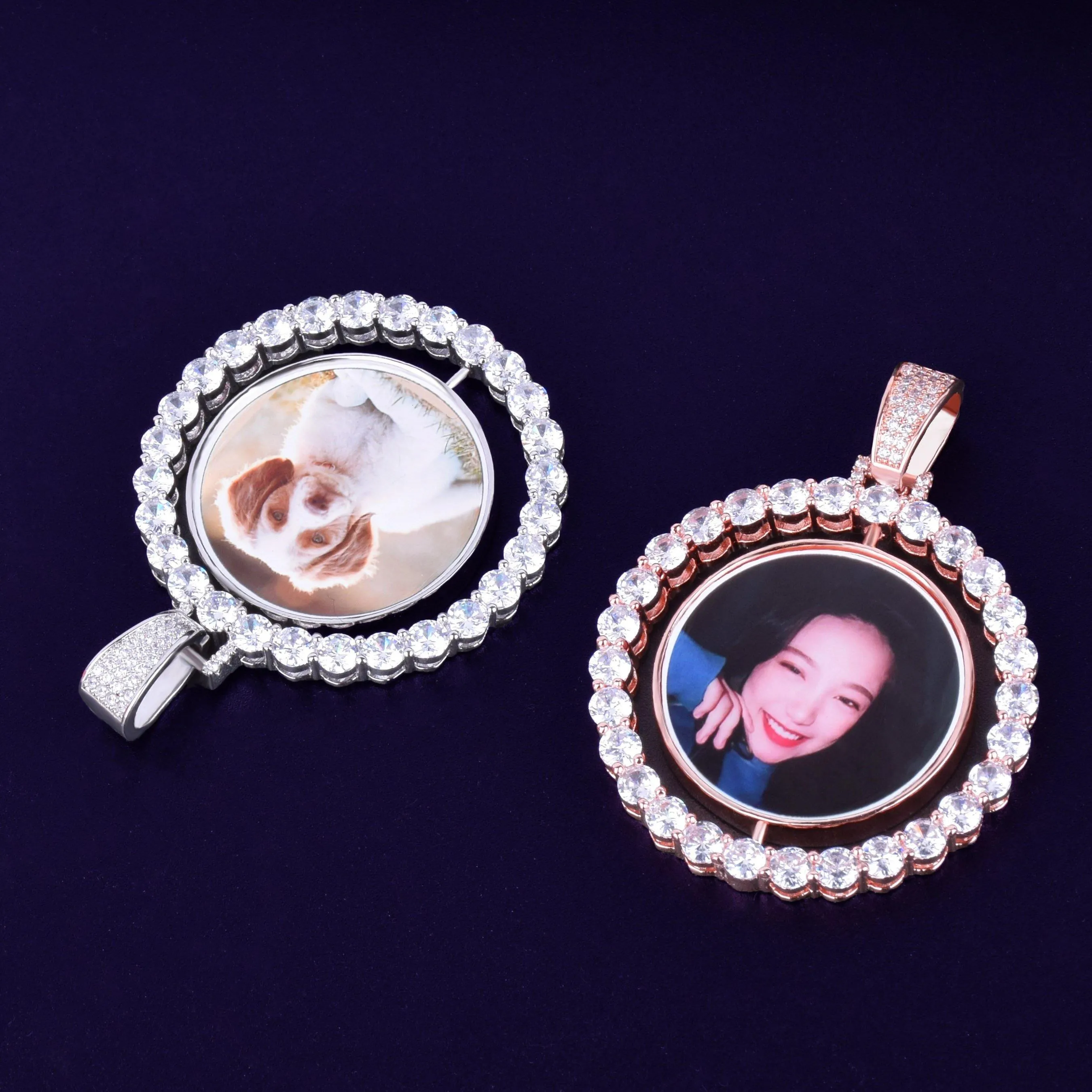 Custom Photo Rotating double-sided Medallions Pendant Necklace