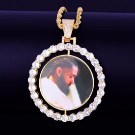 Custom Photo Rotating double-sided Medallions Pendant Necklace