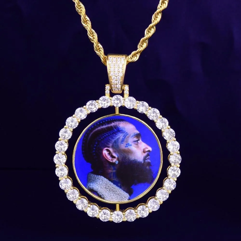 Custom Photo Rotating double-sided Medallions Pendant Necklace
