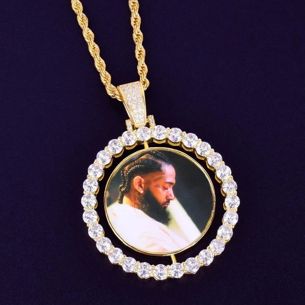 Custom Photo Rotating double-sided Medallions Pendant Necklace