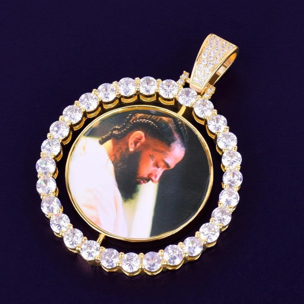 Custom Photo Rotating double-sided Medallions Pendant Necklace