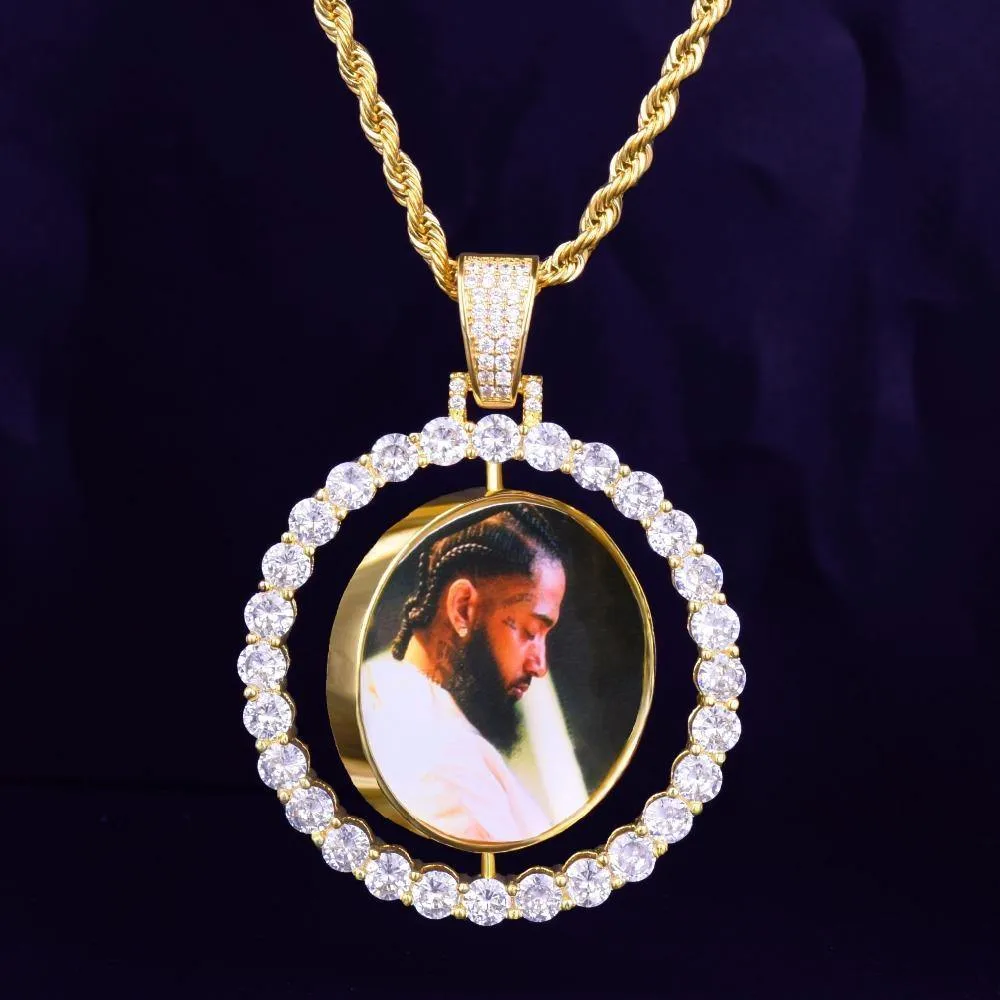 Custom Photo Rotating double-sided Medallions Pendant Necklace