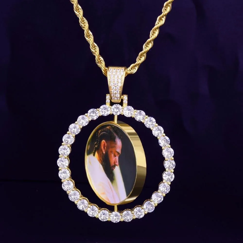 Custom Photo Rotating double-sided Medallions Pendant Necklace