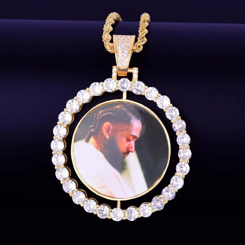 Custom Photo Rotating double-sided Medallions Pendant Necklace