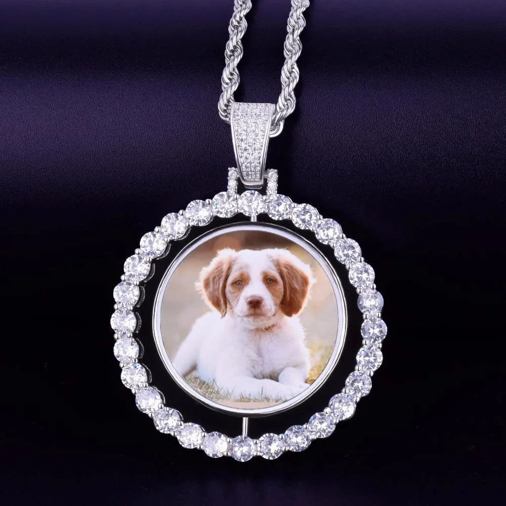 Custom Photo Rotating double-sided Medallions Pendant Necklace