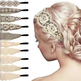Dilunave 10 PCS Lace Headbands for Women Elastic Dressy Women Headbands Cute Lace Stretch Cloth Elegant Hair Accessories for Wedding Hairbands Wide Headwrap for Girls