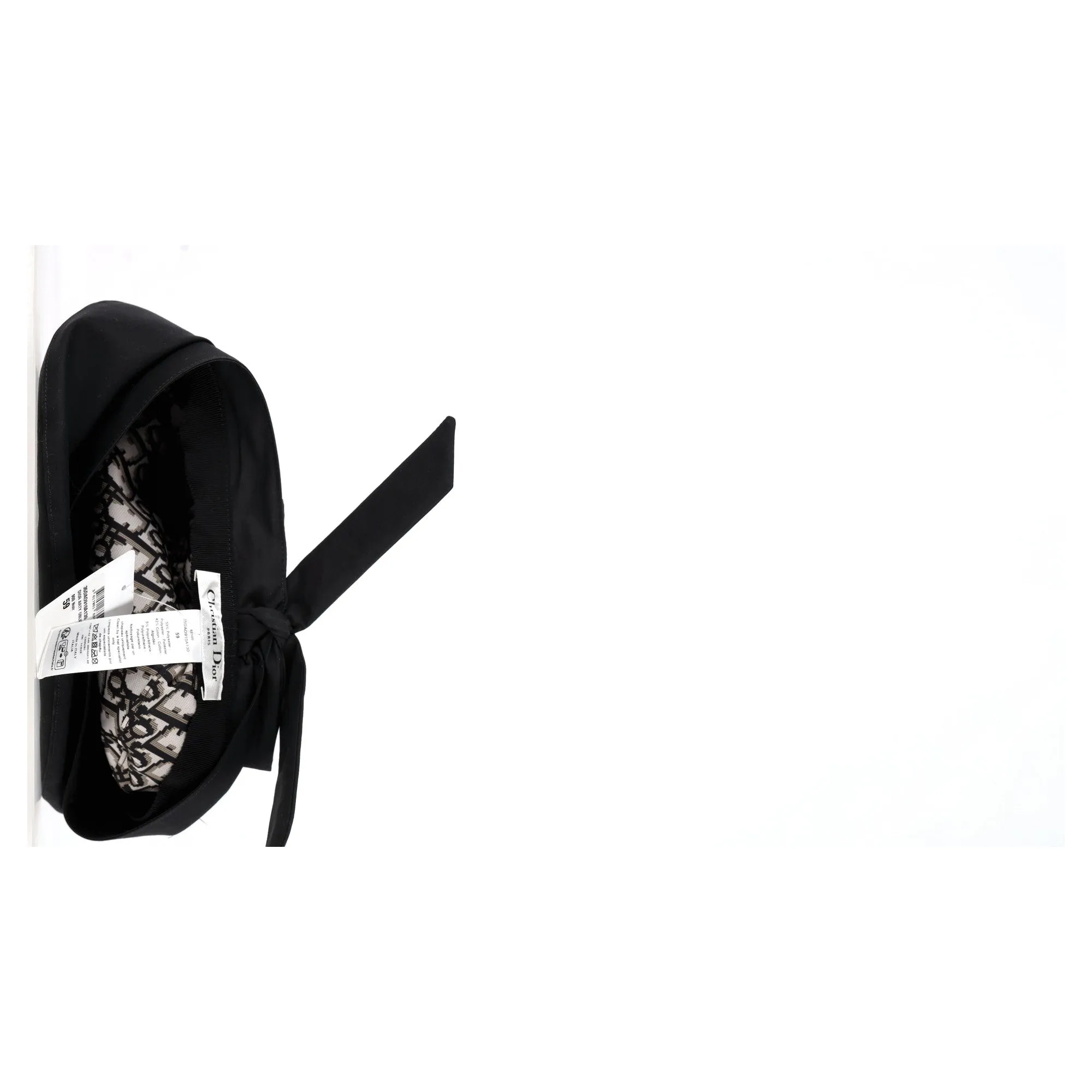Dior Arty Oblique with Ribbon Beret Hat in Black Polyester