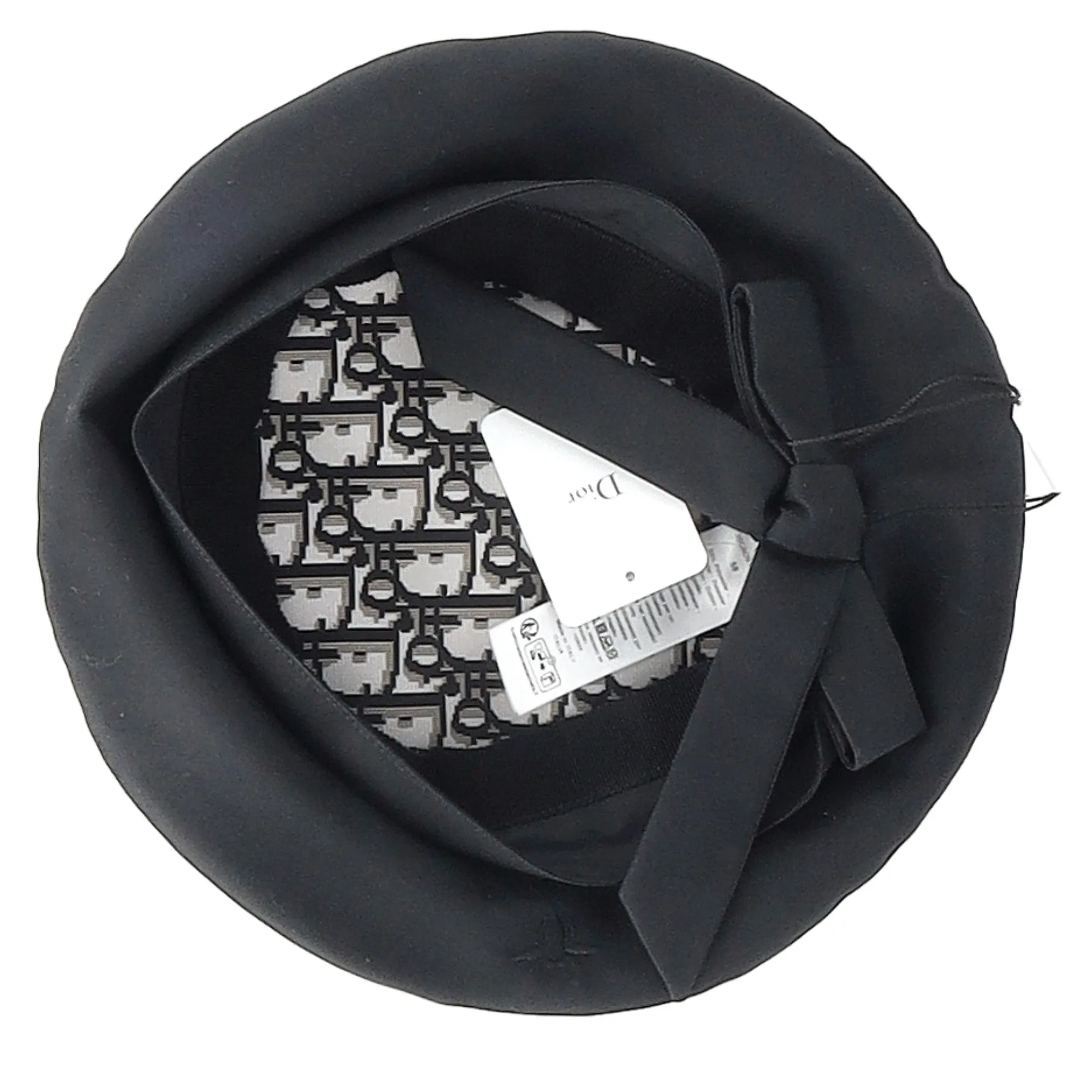 Dior Arty Oblique with Ribbon Beret Hat in Black Polyester