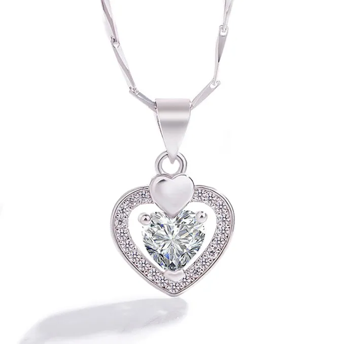 Elevated 925 Sterling Silver Cubic Zirconia Heart Pendant