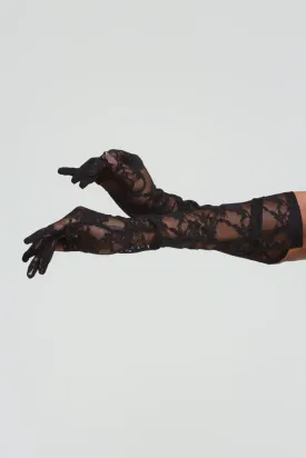 Flatter Me Lace Gloves - Black