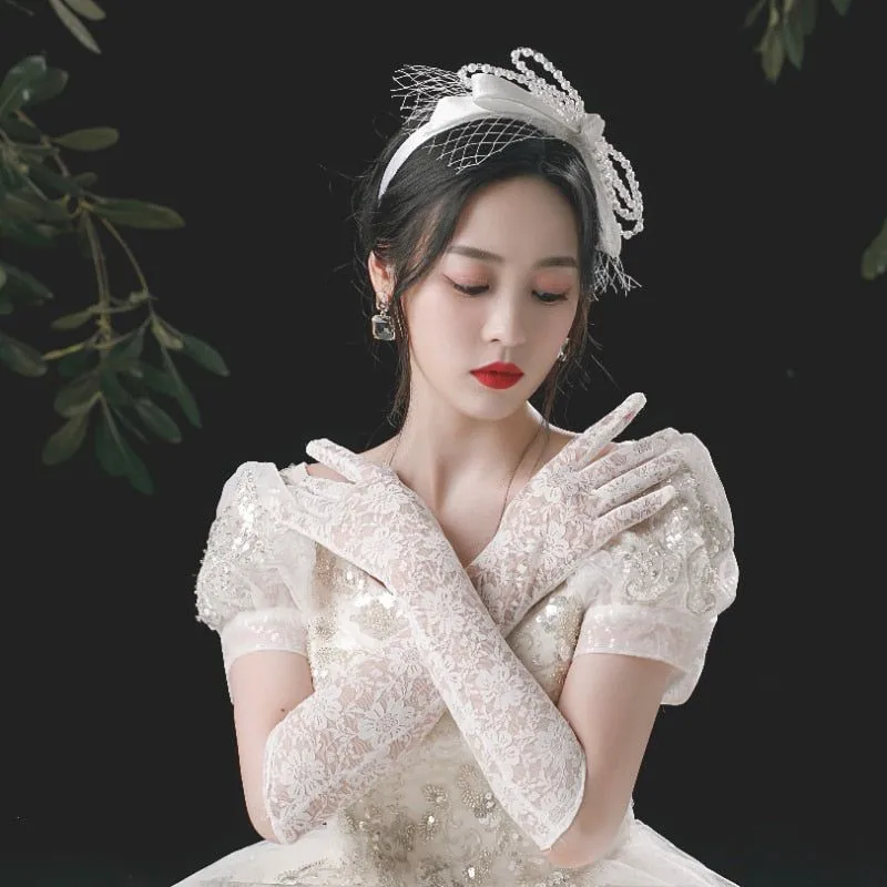 Full Finger Lace Bridal Long Gloves