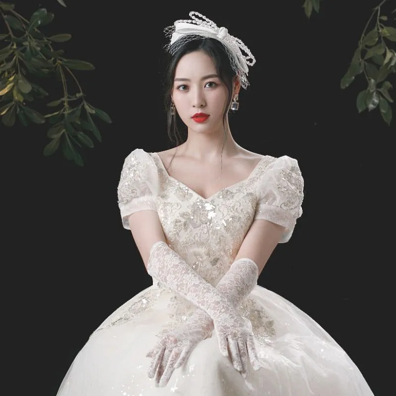 Full Finger Lace Bridal Long Gloves