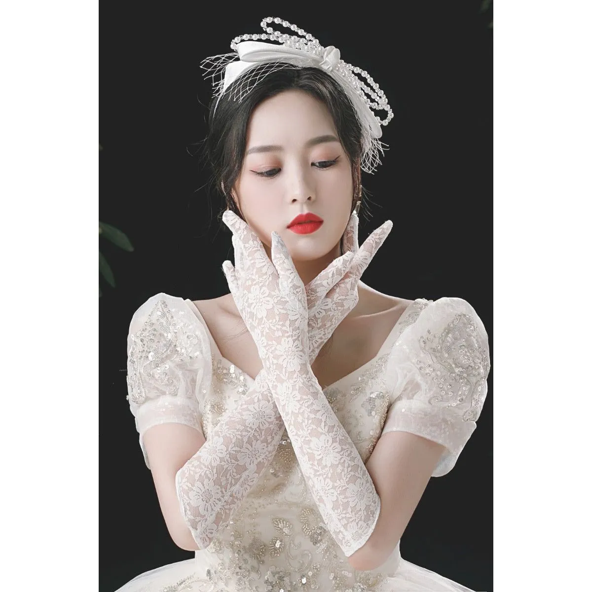 Full Finger Lace Bridal Long Gloves